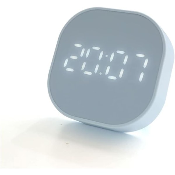 1 st LED multifunktionell liten väckarklocka, tyst belysning elektronisk skrivbordsklocka (blå)