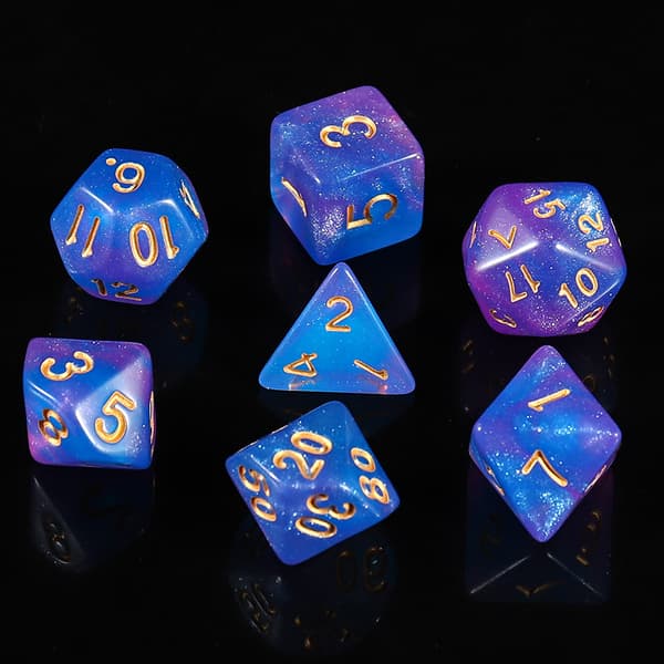 Mangesidet terningesæt Glitterterninger til Dungeons and Dragons RPG Grønne blandede sorte nebulosaterninger