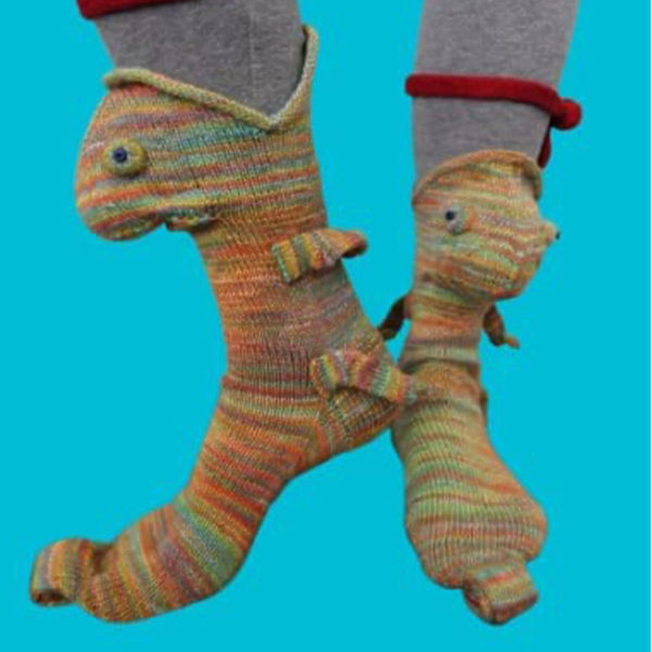 Stickade Krokodilstumpor för Kvinnor Män Nyhet Djur Hajstrumpor Roliga Alligatorstrumpor chameleon