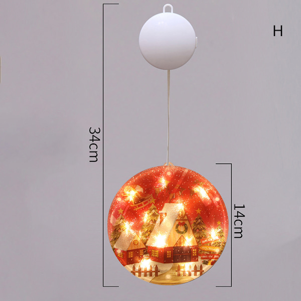 Jul LED-lampor Tecknad tryckt hängande fönsterlampa alltid på Dekorativt jultema nattljus för hemmafest H