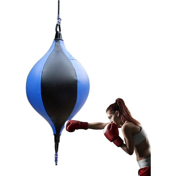 Boxningsspeedbag, dubbelsidig speedbag för reflexträning, justerbar slagboll, träningsutrustning för hemmet Blue black