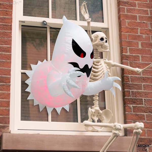 Halloween - 140 cm - Mega Oppustelig Flyvende Spøgelse - LED Horror Oppustelig Spøgelse - Flyvende Spøgelse