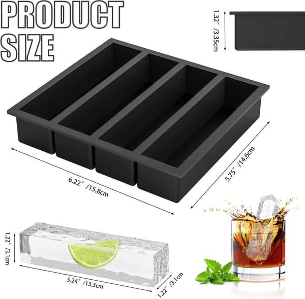 Stora isbitsformar i silikon, 2 delar, för whiskey och vattenflaskor, BPA-fri