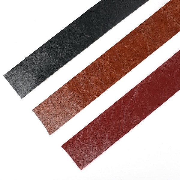 Læderrem Blank Overflade Læderstrimmel SORT 3,75CM sort black 3.75cm
