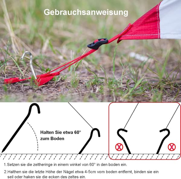 Telttakepit, 18 cm:n kepit retkeilyyn, vahvat telttakepit - Perfet