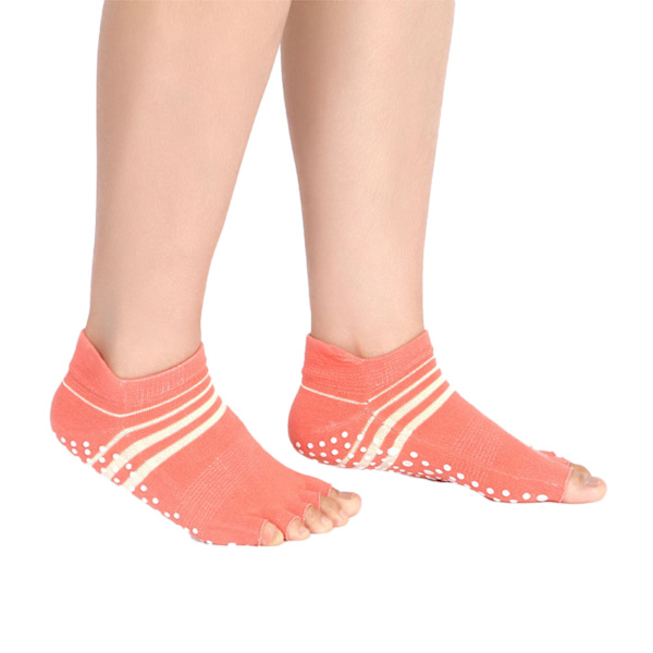 Femtåiga Yogasockor med Halv/Hel Tå Anti-Halk Grepp Inomhussockor half toe orange