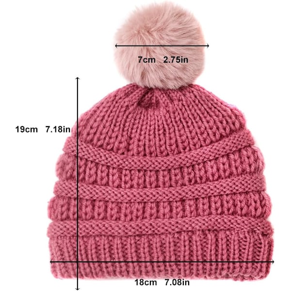 Baby Vinter Stickad Mössa, Mjuk och Varm Unisex Mössa för Pojkar och Flickor, Mysig Skidmössa Rosy