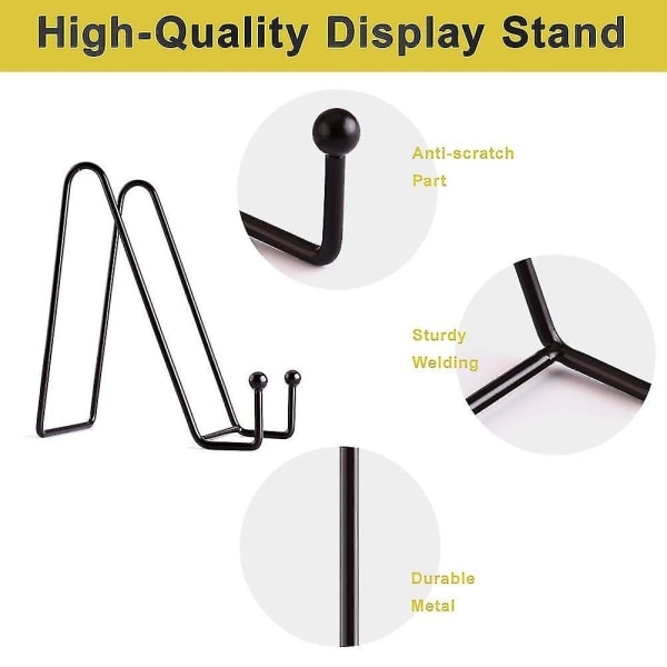 Plate-stativ for utstilling, bilde-stativ, fotoholder i metall, staffeli for dekorative plater