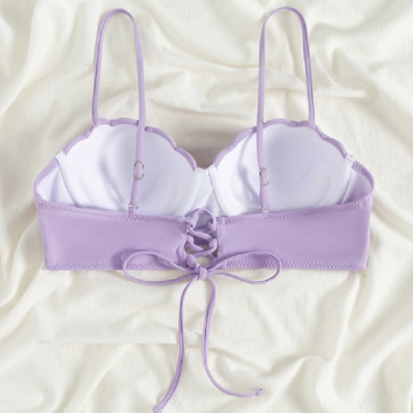 Dame Bikinitopp Push Up Wim Topp Bøyle Badedrakt Topp Vattert badedrakt kun Hvit White S