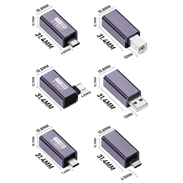 USB-B til Type-C Konverter MIDI Adapter USB-B TIL USB-C USB-B TIL USB-B to USB-C USB-B to USB-C