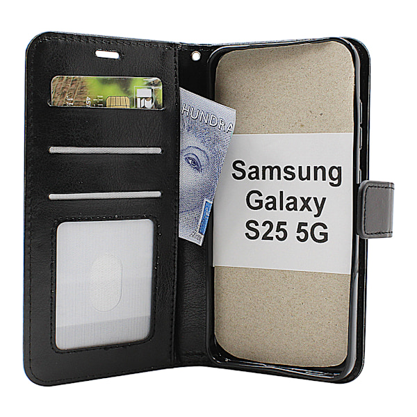 Crazy Horse Samsung Galaxy S25 Wallet Case Brun