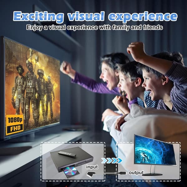 SCART–HDMI-sovitin – virtajohdolla – Plug & Play -muunnin – Full HD 1080P/720P