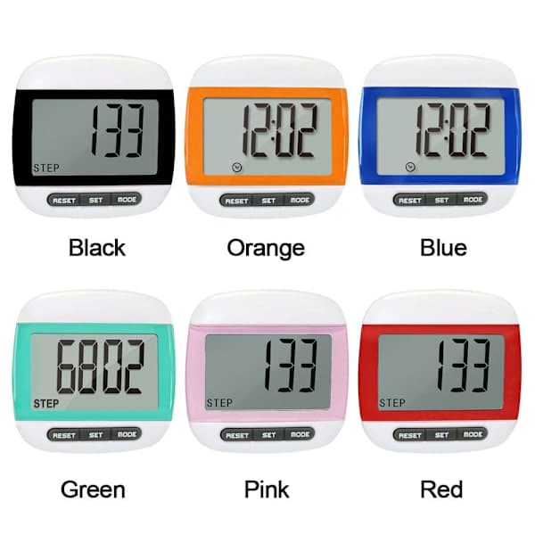 LCD Skridttæller Odometer SORT Sort Sort Black