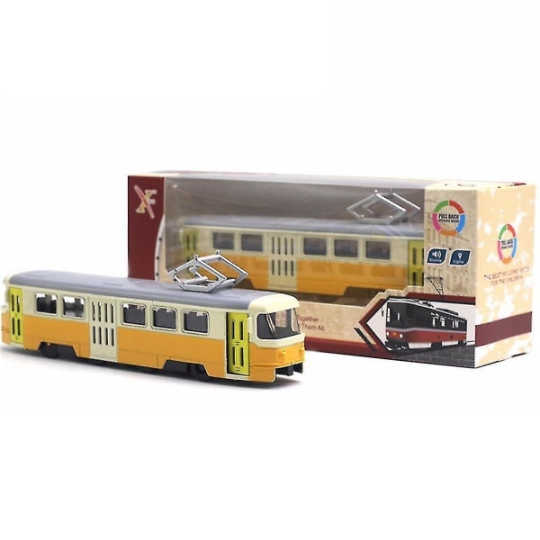 Klassisk Togsporvogn Diecast Musikuddannelseslegetøj Børn Gul Grå