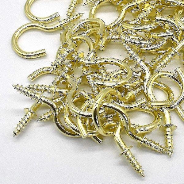 Brass Plated Ceiling Hooks 50 Pcs Copper Screw Hooks 7/8 Inch