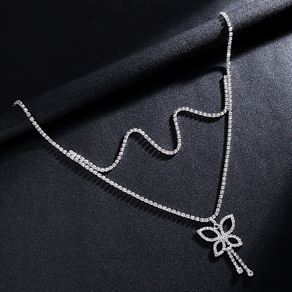 Fjäril Silver Midjekedja Bälte Mage Strass för Kvinnor