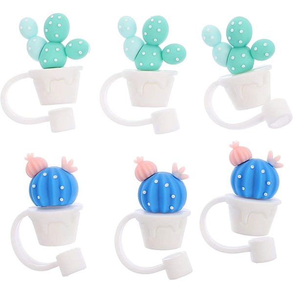 6 kpl Universal Cactus Straw Dammskydd, Söpö Pillin Suljin, Silikoni