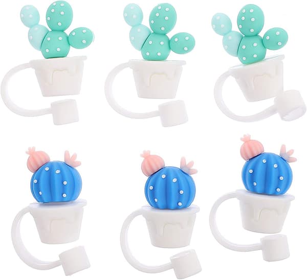 6-pack Universal Cactus Sugrörsskydd, Söt Sugrörstopp, Silikon