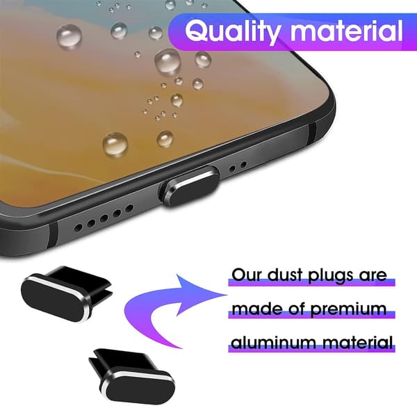 Typ C Støvplugg, 6-pakning Aluminiumlegering USB C Støvplugg for
