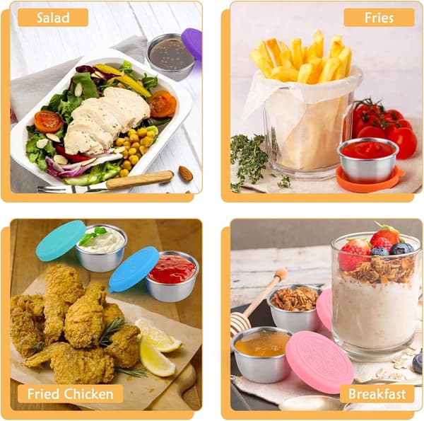 Mini Opbevaringsbeholdere - Snackboks i rustfrit stål - Sæt med 12 dressingglas
