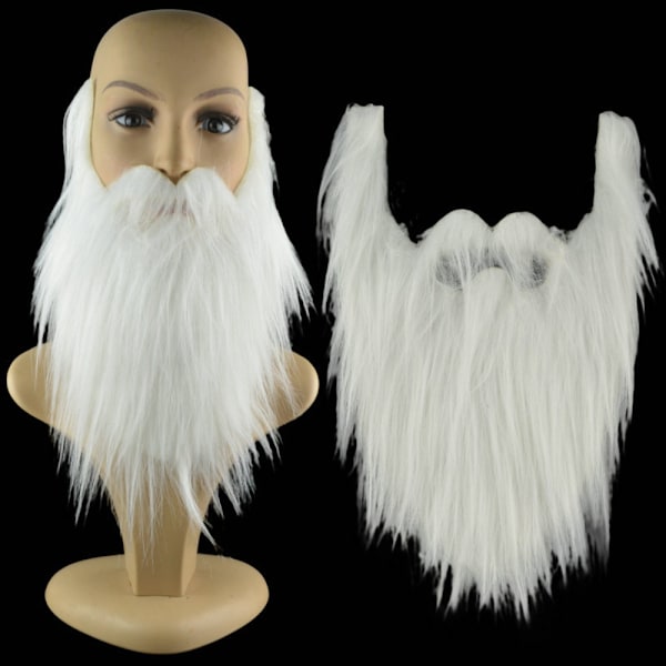 2 STK Fake Skjegg Langt Fluffy Skjegg HVIT White