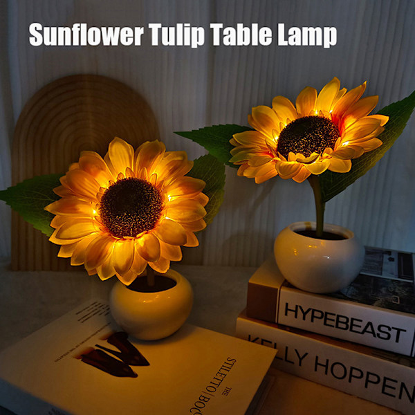 LED Auringonkukka Keinotekoinen Yövalo Makuuhuoneen Opiskelija-asunnon Pöytävalaisin 25cm