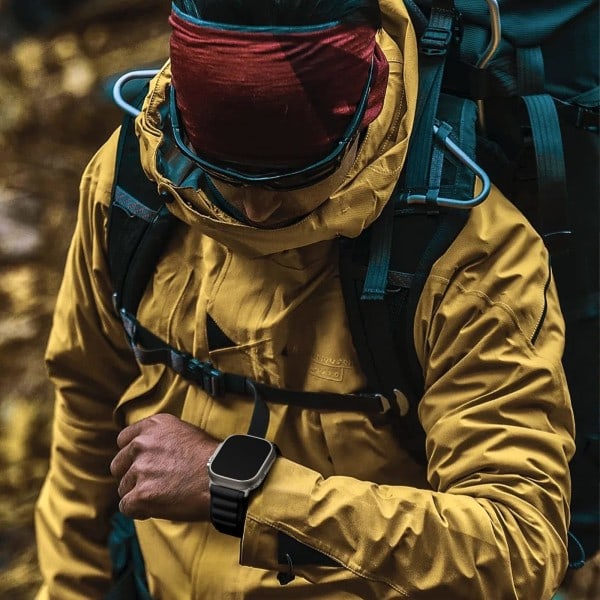 Nylonarmband kompatibelt med Apple Watch Ultra-band 49mm 45mm 44mm 42mm, handledsband sportband för iWatch Ultra/8/7/6/5/4/3/2/1/SE, svart