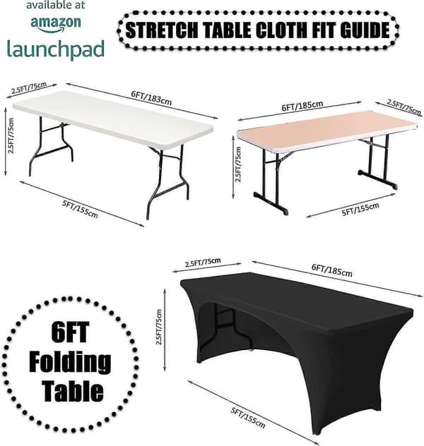 Stretchiga Dukar 180 cm för Rektangulära Bord med Öppen Baksida, Formpassande Spandex Rektangulära Utomhusbordsöverdrag