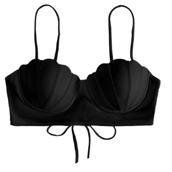 Dame Bikinitopp Push Up Swim Top Bøyle Badedrakt Topp Vattert Badedrakt kun Black Black M