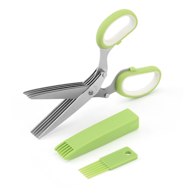 Blade Herb Scissors with Secure Lid, Kitchen Utensils, Salad Scissors, Sharp Dishwasher Safe Kitchen Utensils, Culinary Cutter - Green