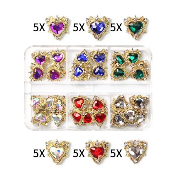 Planet Nail Art Charm Kaari/Sydän Muoto Kynnet Strassi Jalokivi Kristalli, 3D Kynsitaide Koristelu Metalli Kynsi Kynnet Kynsitaide Korut 14- Perfet 14