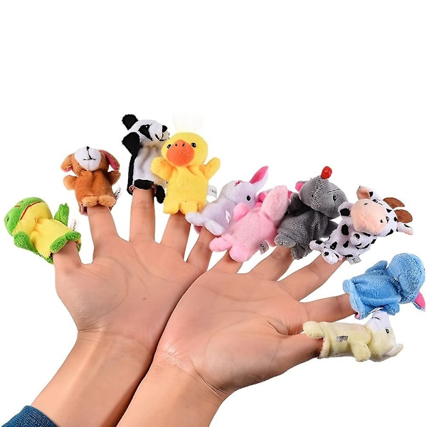 10-pack fingerdockor - Mjuka plyschdjur fingerdockor leksaker för barn, mini plyschleksak för pojkar flickor, festpresenter för shower, lektid, skolor