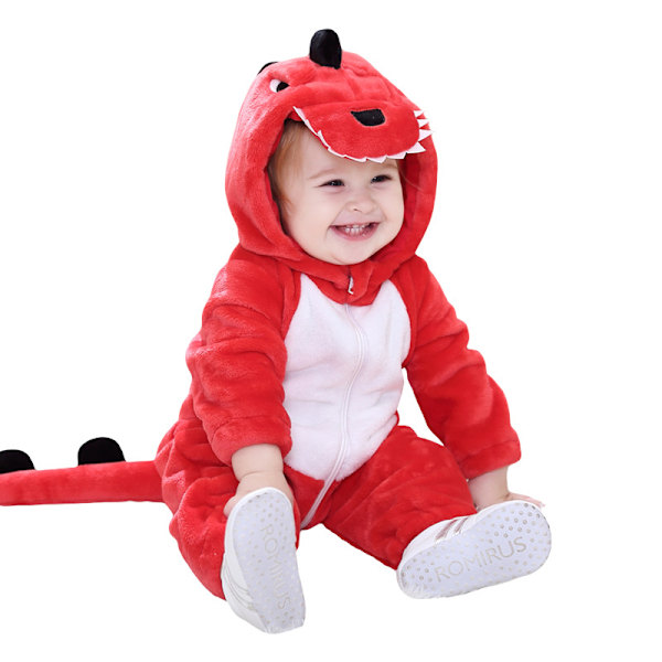 MJ51 Barneklær Ny Flanell Tynn Dinosaur Enlags Romper Jumpsuit H3306 Fire-breathing dragon 80cm