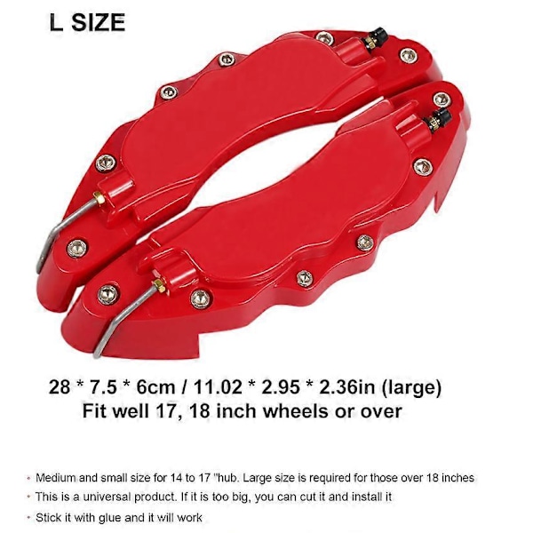 4 st ABS Plast Universal 3D Stil Främre Bakre Skivbromsok Skydd Kit, 8 Färger LGL Gul Yellow 2pcs L