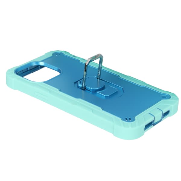 Ridsefast panserbeskyttelse med stativ til iPhone 13 Pro Max mobiltelefoner Armor Protect Case (grøn blå) 0.1