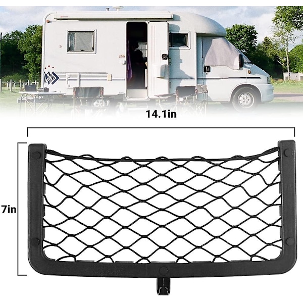 Förvaringsnät för husbil, 4-pack, Lastnät Bil Förvaringsnät Husbil Skåpbil Förvaringslösningar med Plastram Elastisk Nätficka - Perfekt with 4 Hooks