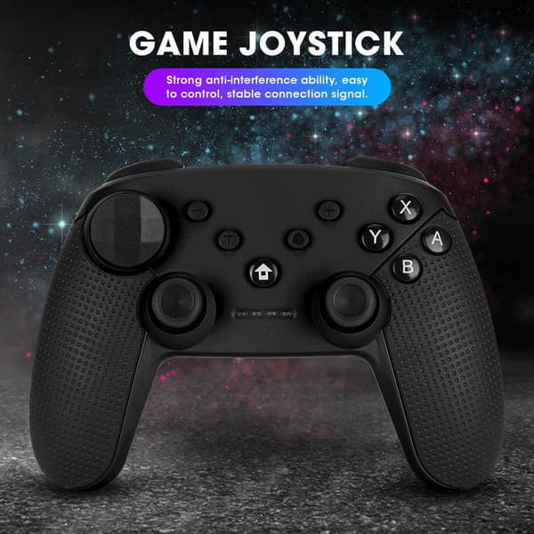 Trådløs Bluetooth 6-Axis Spillekonsol Gamepad Controller med Vibration til Switch Uden NFC Funktion Sort{GKS}