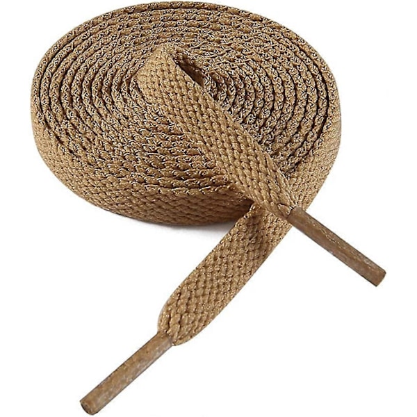Flade Snørebånd 8mm Brede Snørebånd til Sneakers Premium Træningssnørebånd Erstatninger til Atletiske Sportssnørebånd Tan Tan 24-  ( 60 cm )