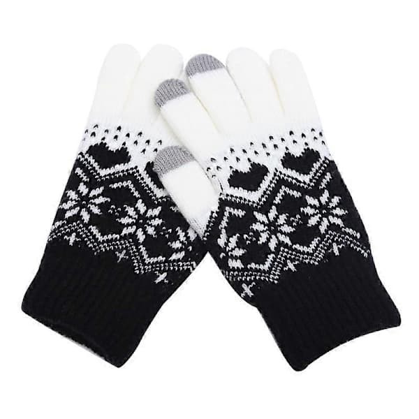 1 Pair Women's Touchscreen Gloves - Snowflake Pattern, Navy Blue