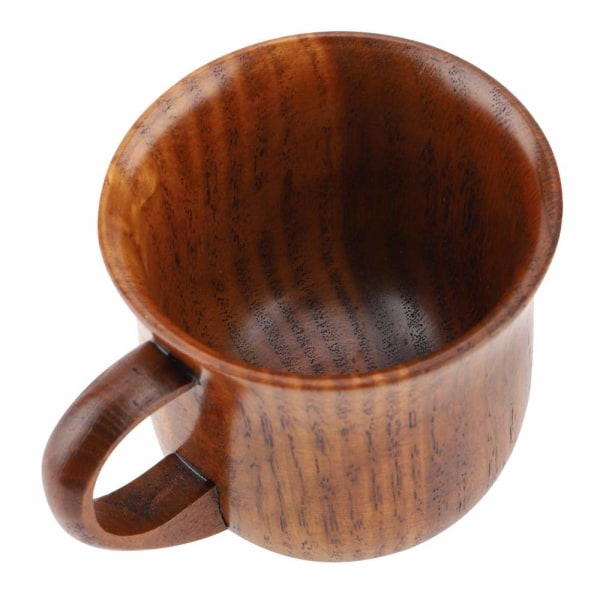 Bärbar kopp av naturligt trä med handtag Tekopp i trä Kaffeöl Brun fatdesignmugg Miljövänlig present(#2)