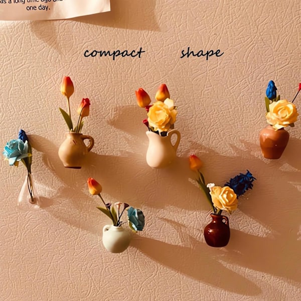 8 st Mini Vas Magneter Söta Mini Keramiska Magneter för Kylskåp 3D Keramisk Blomvas Roliga Kylskåpstillbehör Kök Kontorsdekoration 8PCS