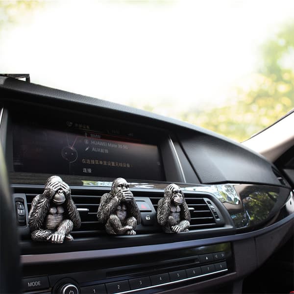 Visa apor Ornament i Antik Silverfinish Bil orangutang cre