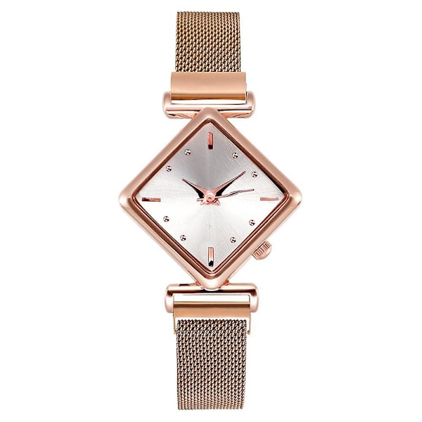 Magnetarmbåndsur sæt til kvinder, Firkantet armbånd til kvinder, Quartz Rose