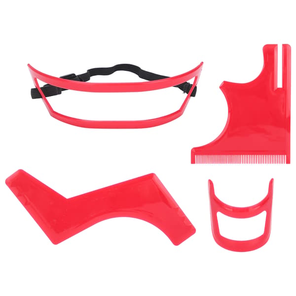 Beard Shaping Tool Kit Beard Styling Hairline Trimming Grooming Red Plastic Beard Template Set