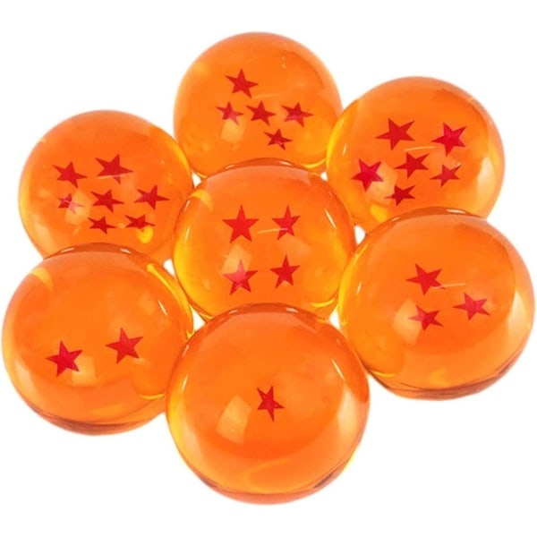 7 stk. Dragon Balls, Dragon Balls 1 til 7 stjerner med gaveæske, samleobjekt Dragonball Z gave (Diameter 4,3 cm)