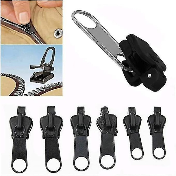 6-pack Fixed Zipper Pullers - Zipper Slider Repair, Instant Zipper Set - Detachable Rescue Replacement Bag