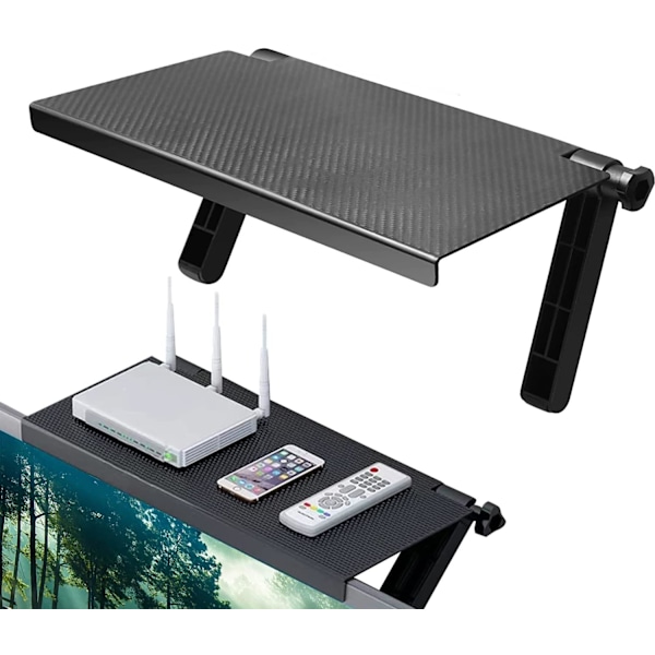 Justerbar Skærmhylde Tophylde til Foldbar Monitor TV-hylde Digitalboks-hylde Skærmstativ Foldbart Monitorstativ til TV-boks, Router, Fjernbetjening
