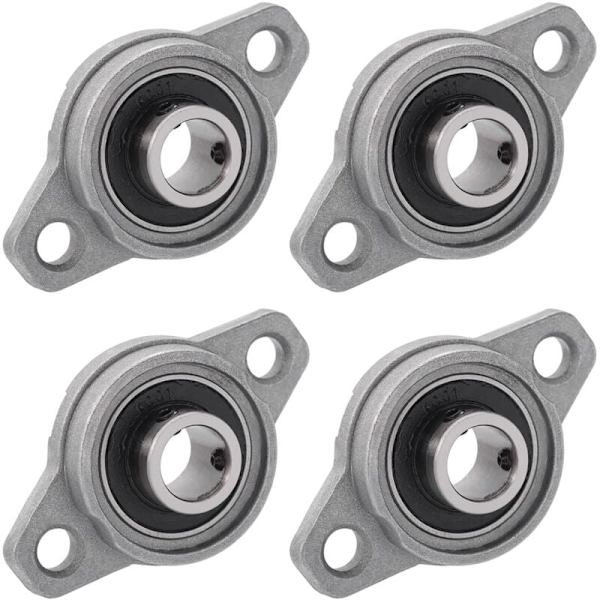 4 stk. med rombisk flangefodring Lejehuse Kugleleje Ringende (12 mm indvendig diameter)