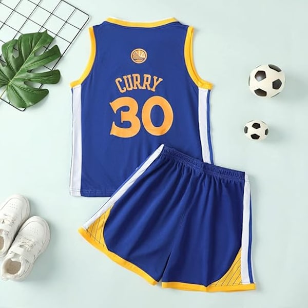 NBA Golden State Warriors Stephen Curry #30 Baskettröja Blå cm v 80
