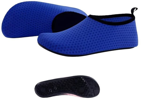 Vandsko til mænd og kvinder, hurtigtørrende åndbart mesh, skridsikker gummisål til svømning, strand og snorkling, blå, 2XL